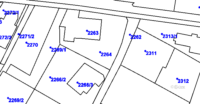 Parcela st. 2264 v KÚ Poruba, Katastrální mapa