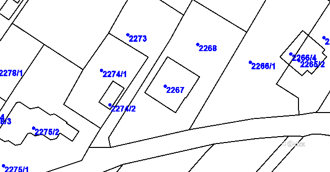 Parcela st. 2267 v KÚ Poruba, Katastrální mapa