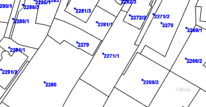Parcela st. 2271/1 v KÚ Poruba, Katastrální mapa