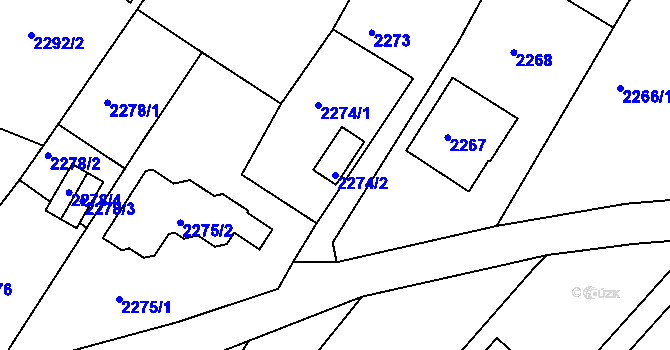 Parcela st. 2274/2 v KÚ Poruba, Katastrální mapa