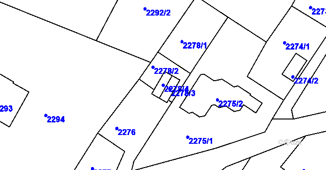 Parcela st. 2278/4 v KÚ Poruba, Katastrální mapa