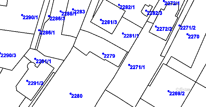 Parcela st. 2279 v KÚ Poruba, Katastrální mapa