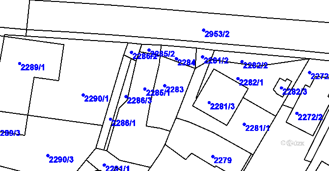 Parcela st. 2283 v KÚ Poruba, Katastrální mapa