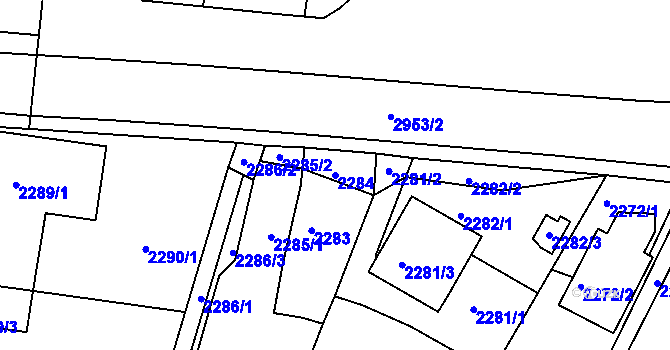 Parcela st. 2284 v KÚ Poruba, Katastrální mapa