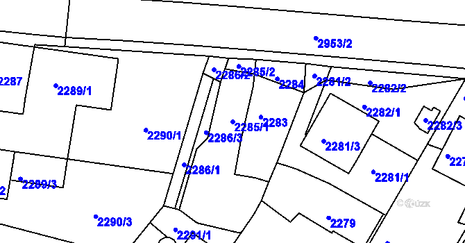 Parcela st. 2285/1 v KÚ Poruba, Katastrální mapa