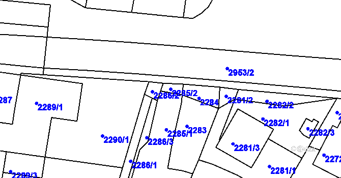 Parcela st. 2285/2 v KÚ Poruba, Katastrální mapa