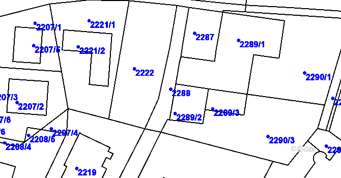 Parcela st. 2288 v KÚ Poruba, Katastrální mapa
