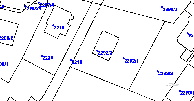 Parcela st. 2292/3 v KÚ Poruba, Katastrální mapa