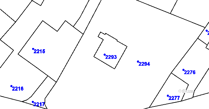 Parcela st. 2293 v KÚ Poruba, Katastrální mapa