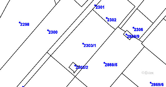 Parcela st. 2303/1 v KÚ Poruba, Katastrální mapa