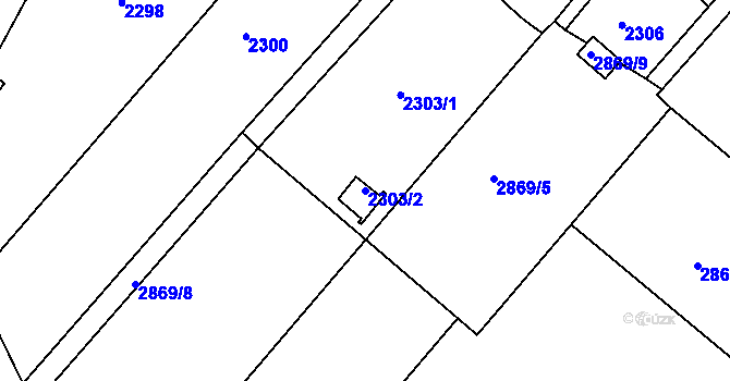 Parcela st. 2303/2 v KÚ Poruba, Katastrální mapa