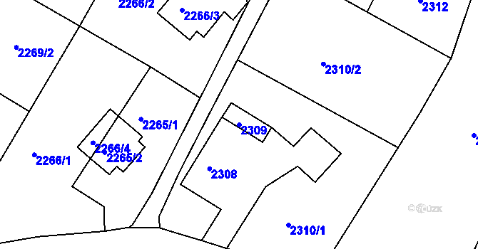 Parcela st. 2309 v KÚ Poruba, Katastrální mapa