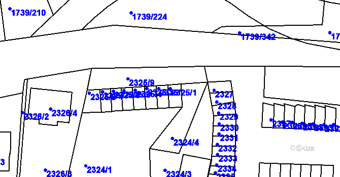 Parcela st. 2325/1 v KÚ Poruba, Katastrální mapa