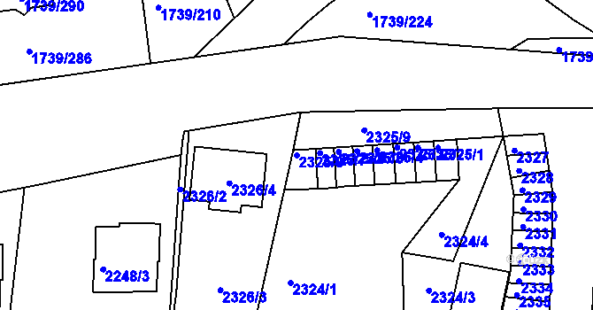 Parcela st. 2325/8 v KÚ Poruba, Katastrální mapa