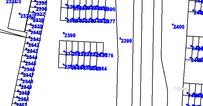 Parcela st. 2376 v KÚ Poruba, Katastrální mapa