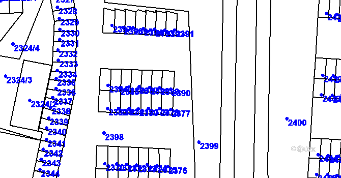 Parcela st. 2390 v KÚ Poruba, Katastrální mapa