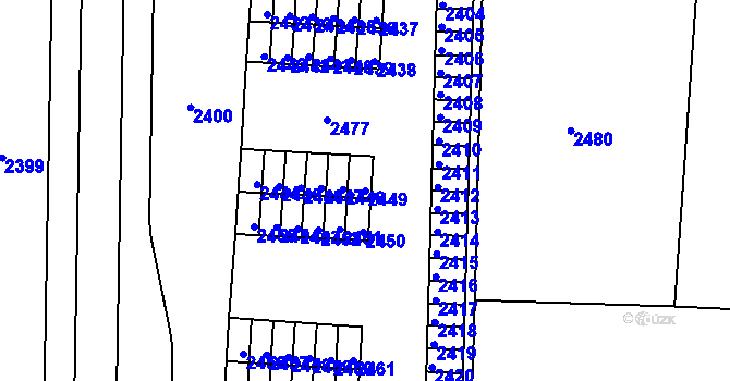 Parcela st. 2449 v KÚ Poruba, Katastrální mapa