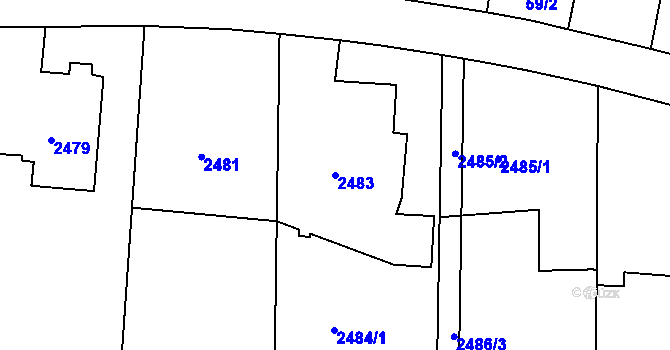 Parcela st. 2483 v KÚ Poruba, Katastrální mapa