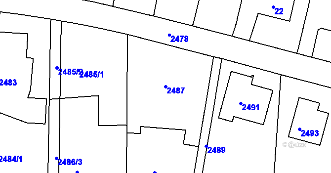 Parcela st. 2487 v KÚ Poruba, Katastrální mapa