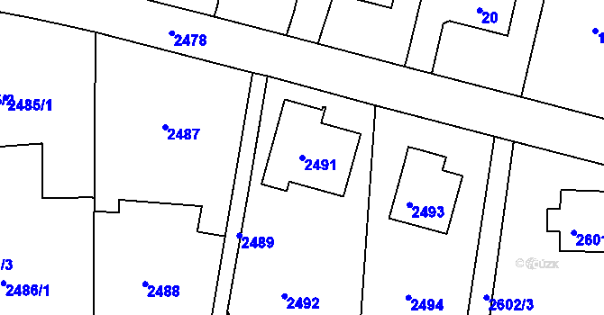 Parcela st. 2491 v KÚ Poruba, Katastrální mapa