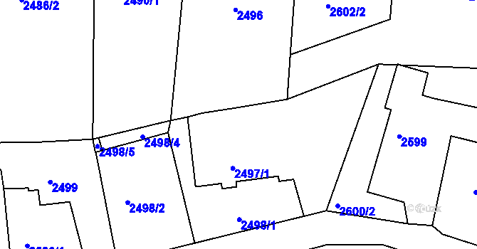 Parcela st. 2497/6 v KÚ Poruba, Katastrální mapa