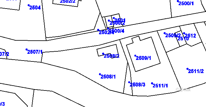 Parcela st. 2508/2 v KÚ Poruba, Katastrální mapa