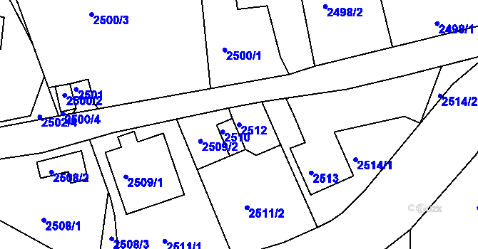 Parcela st. 2512 v KÚ Poruba, Katastrální mapa