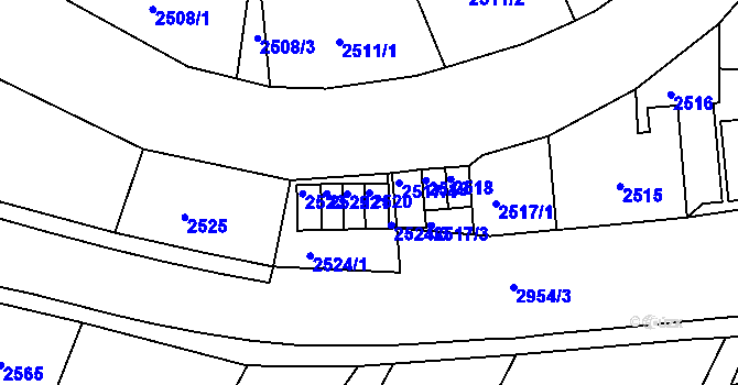 Parcela st. 2520 v KÚ Poruba, Katastrální mapa