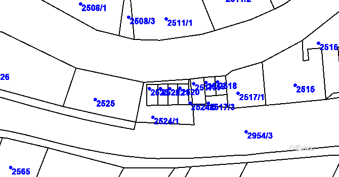 Parcela st. 2521 v KÚ Poruba, Katastrální mapa