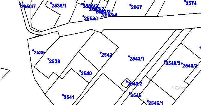 Parcela st. 2542 v KÚ Poruba, Katastrální mapa