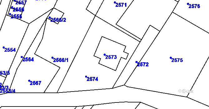 Parcela st. 2573 v KÚ Poruba, Katastrální mapa