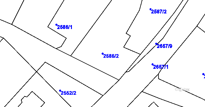 Parcela st. 2586/2 v KÚ Poruba, Katastrální mapa