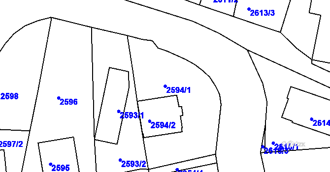 Parcela st. 2594/1 v KÚ Poruba, Katastrální mapa