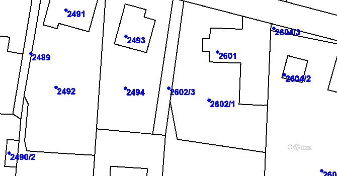 Parcela st. 2602/3 v KÚ Poruba, Katastrální mapa