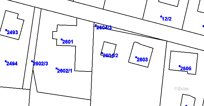Parcela st. 2604/2 v KÚ Poruba, Katastrální mapa