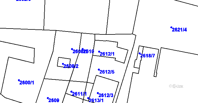 Parcela st. 2612/1 v KÚ Poruba, Katastrální mapa