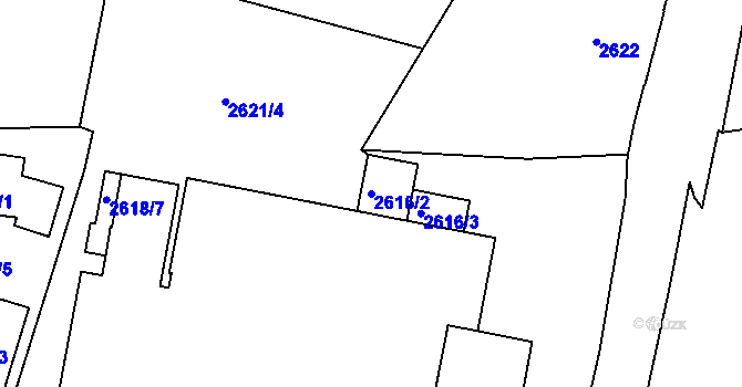 Parcela st. 2616/2 v KÚ Poruba, Katastrální mapa