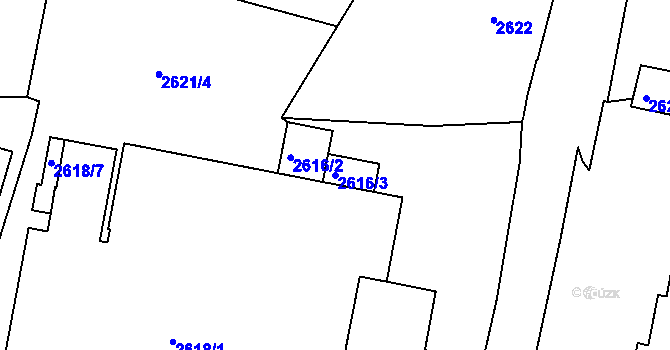 Parcela st. 2616/3 v KÚ Poruba, Katastrální mapa