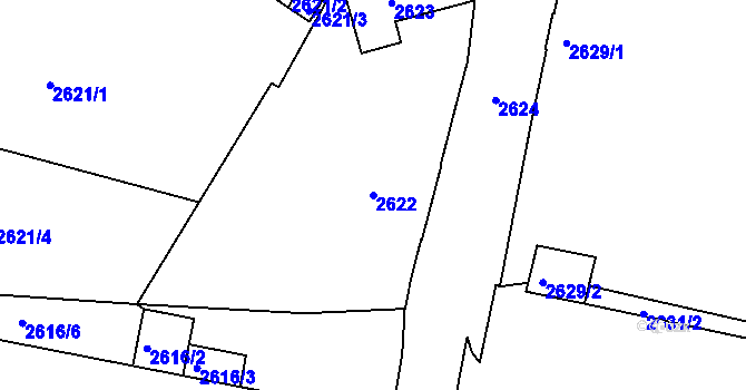 Parcela st. 2622 v KÚ Poruba, Katastrální mapa