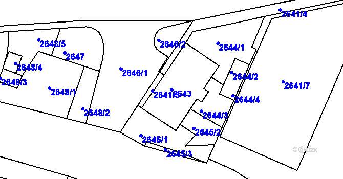 Parcela st. 2643 v KÚ Poruba, Katastrální mapa
