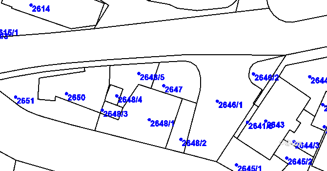 Parcela st. 2647 v KÚ Poruba, Katastrální mapa