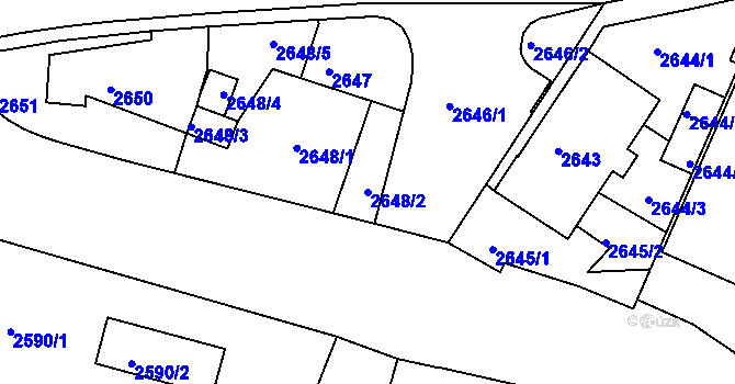 Parcela st. 2648/2 v KÚ Poruba, Katastrální mapa