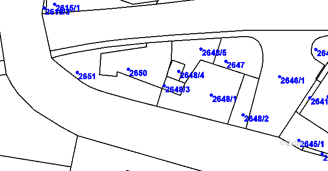 Parcela st. 2648/3 v KÚ Poruba, Katastrální mapa