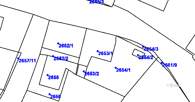 Parcela st. 2653/1 v KÚ Poruba, Katastrální mapa