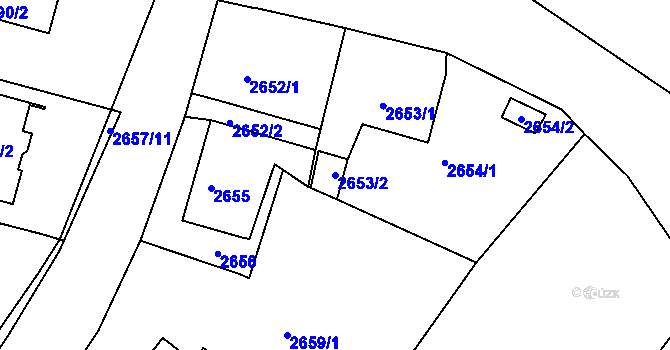 Parcela st. 2653/2 v KÚ Poruba, Katastrální mapa