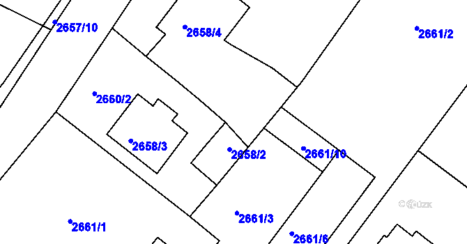 Parcela st. 2658/1 v KÚ Poruba, Katastrální mapa