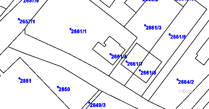 Parcela st. 2661/4 v KÚ Poruba, Katastrální mapa