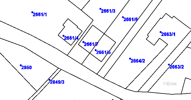Parcela st. 2661/5 v KÚ Poruba, Katastrální mapa