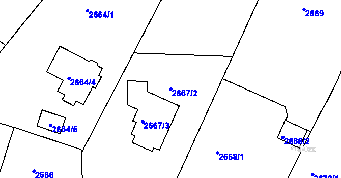 Parcela st. 2667/2 v KÚ Poruba, Katastrální mapa