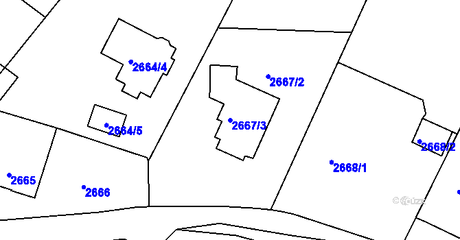 Parcela st. 2667/3 v KÚ Poruba, Katastrální mapa